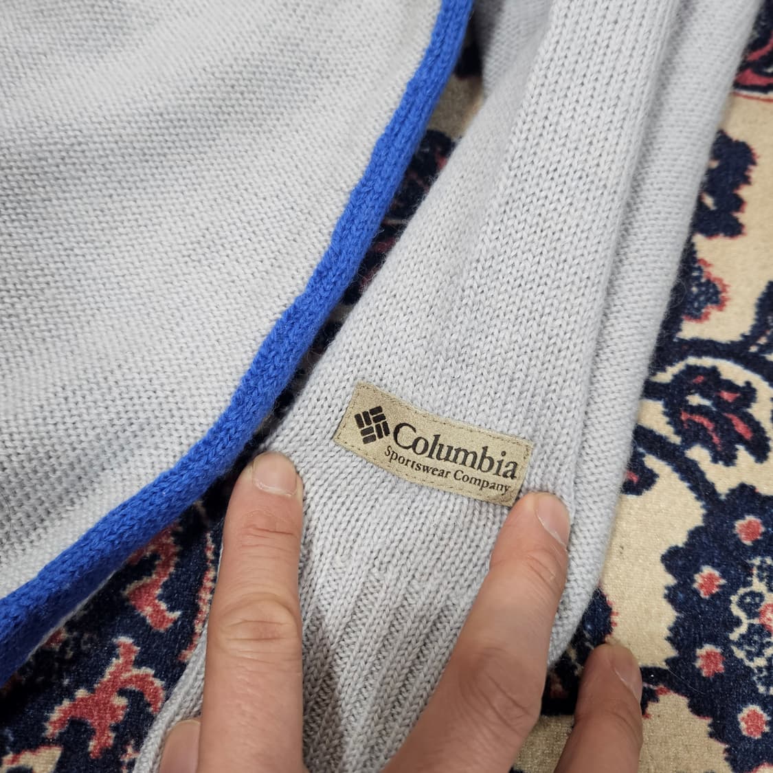 컬럼비아 울 100% 블루라신 라운드넥 니트 스웨터 L 상품이미지4