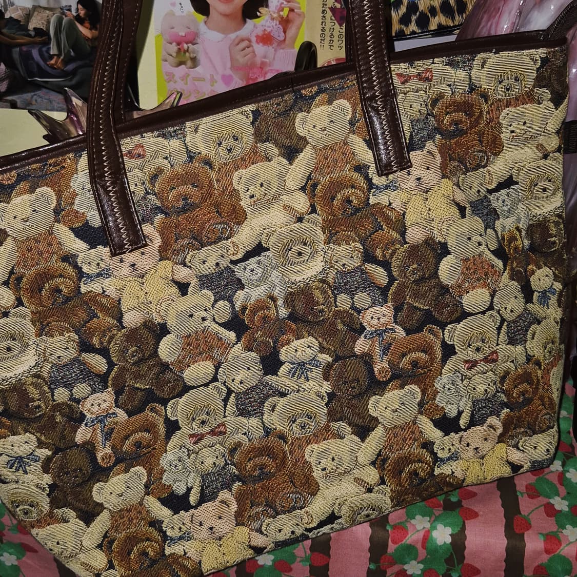 90s 야마토야 테디베어 고블랭 엔틱 쇼퍼백 상품이미지7