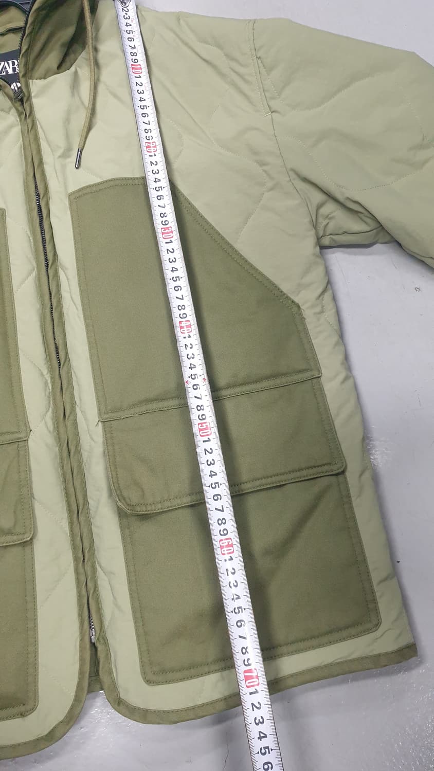자라 후드 퀼팅 자켓 L 카키 상품이미지5
