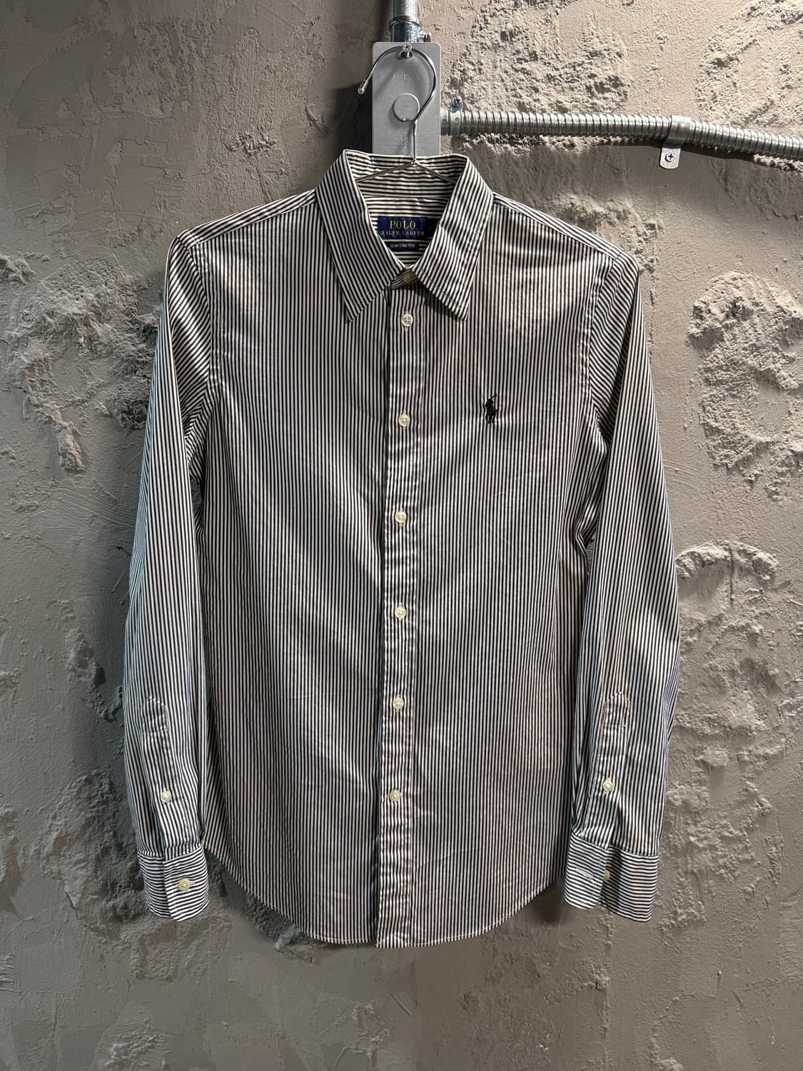 폴로 랄프로렌 POLO  슬림 스트레치 스트라이프 셔츠 블랙 2 상품이미지1