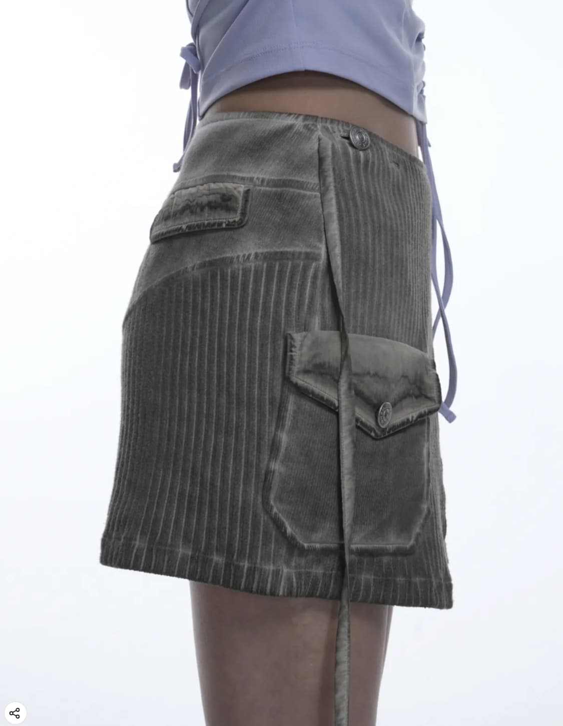 새제품) 그레일즈 루나 바이커 니트 스커트 골지 코듀로이 베이지 브라운 상품이미지8