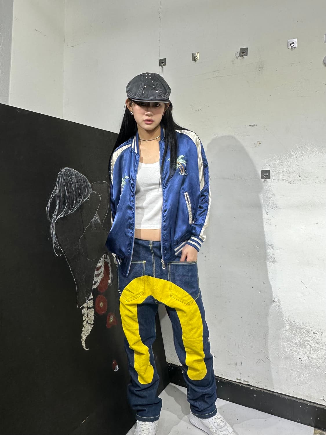 Jpn 일본빈티지 재패니즈 오리엔탈 야자수 네이비 스카잔 자켓 상품이미지2