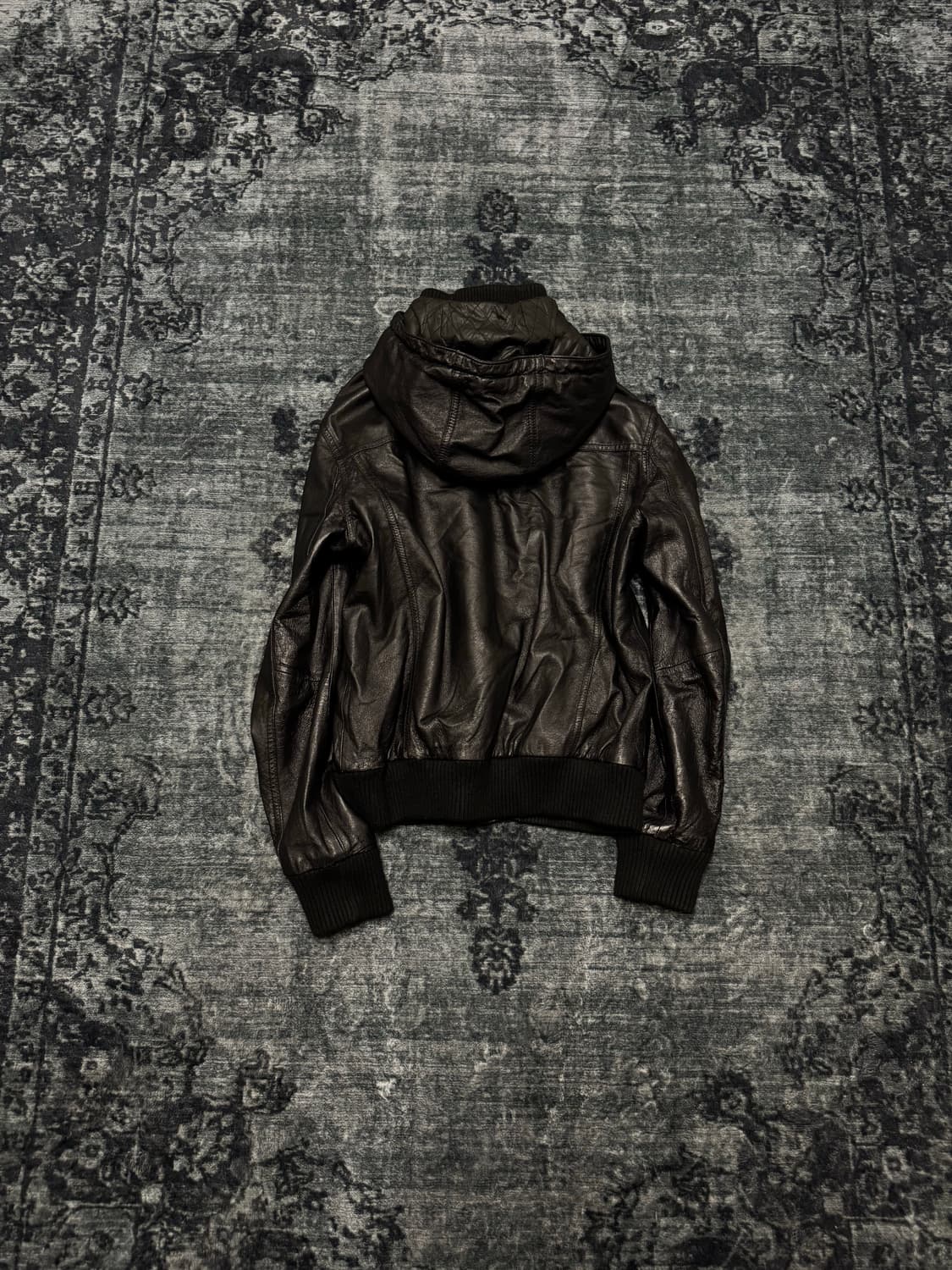 River island hood gimmick leather jacket 상품이미지6