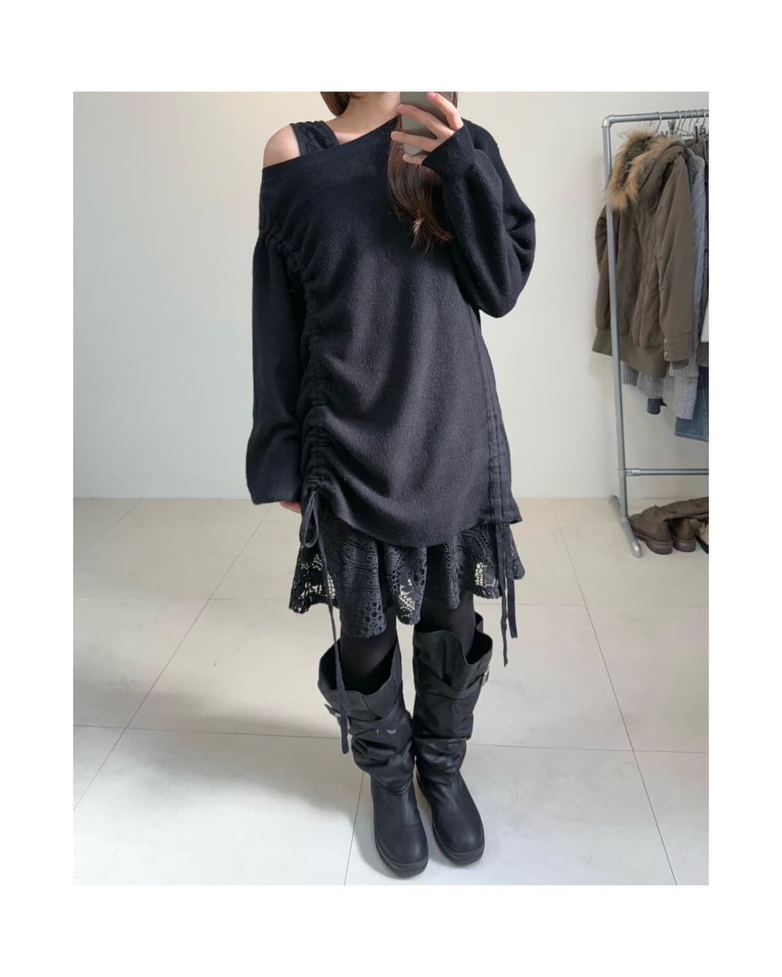 빈티지 셔링 니트 상품이미지1