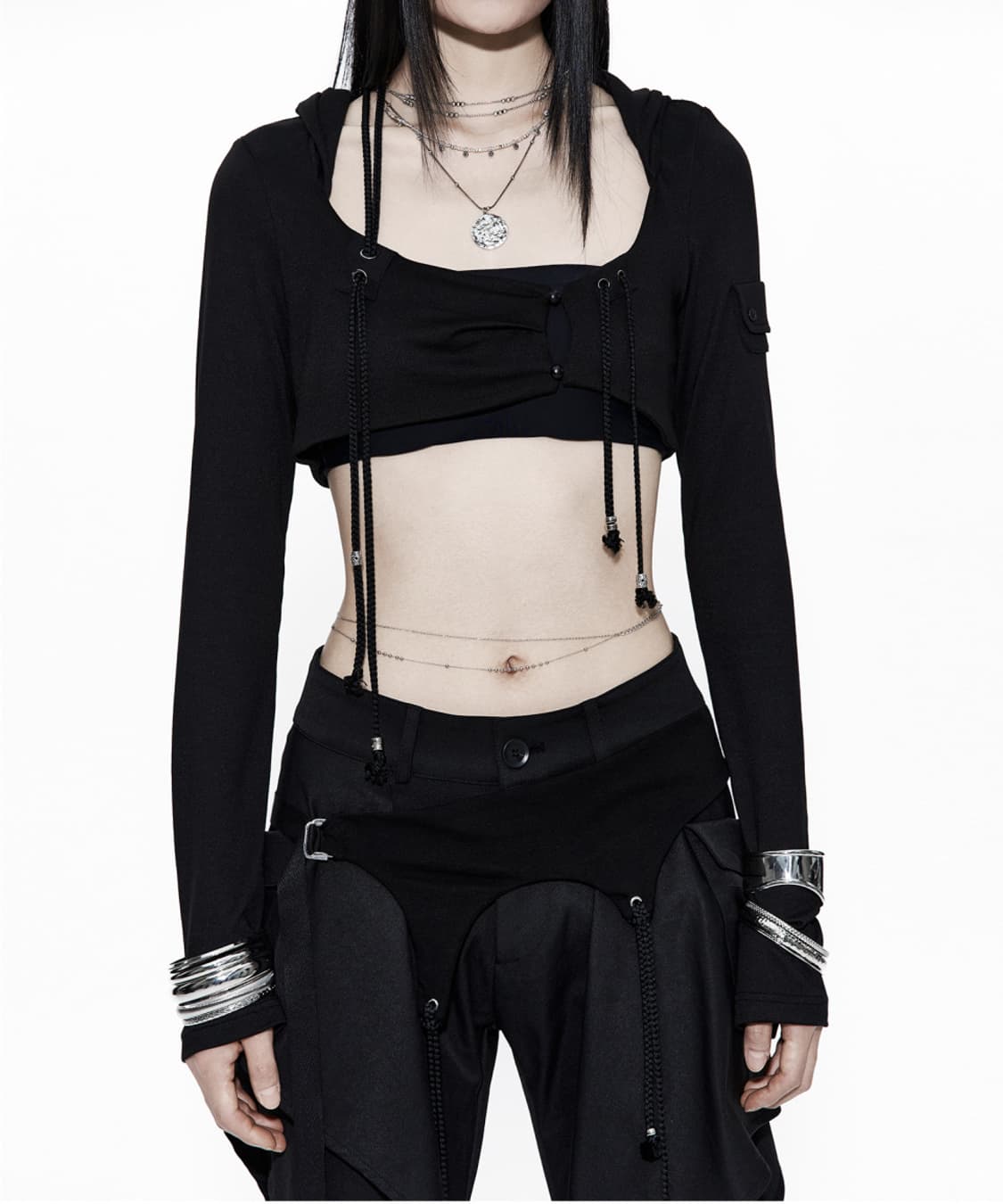 SET) 카시코 kashiko 볼레로 가디건 + 레이어드 스트랩 팬츠 상품이미지4