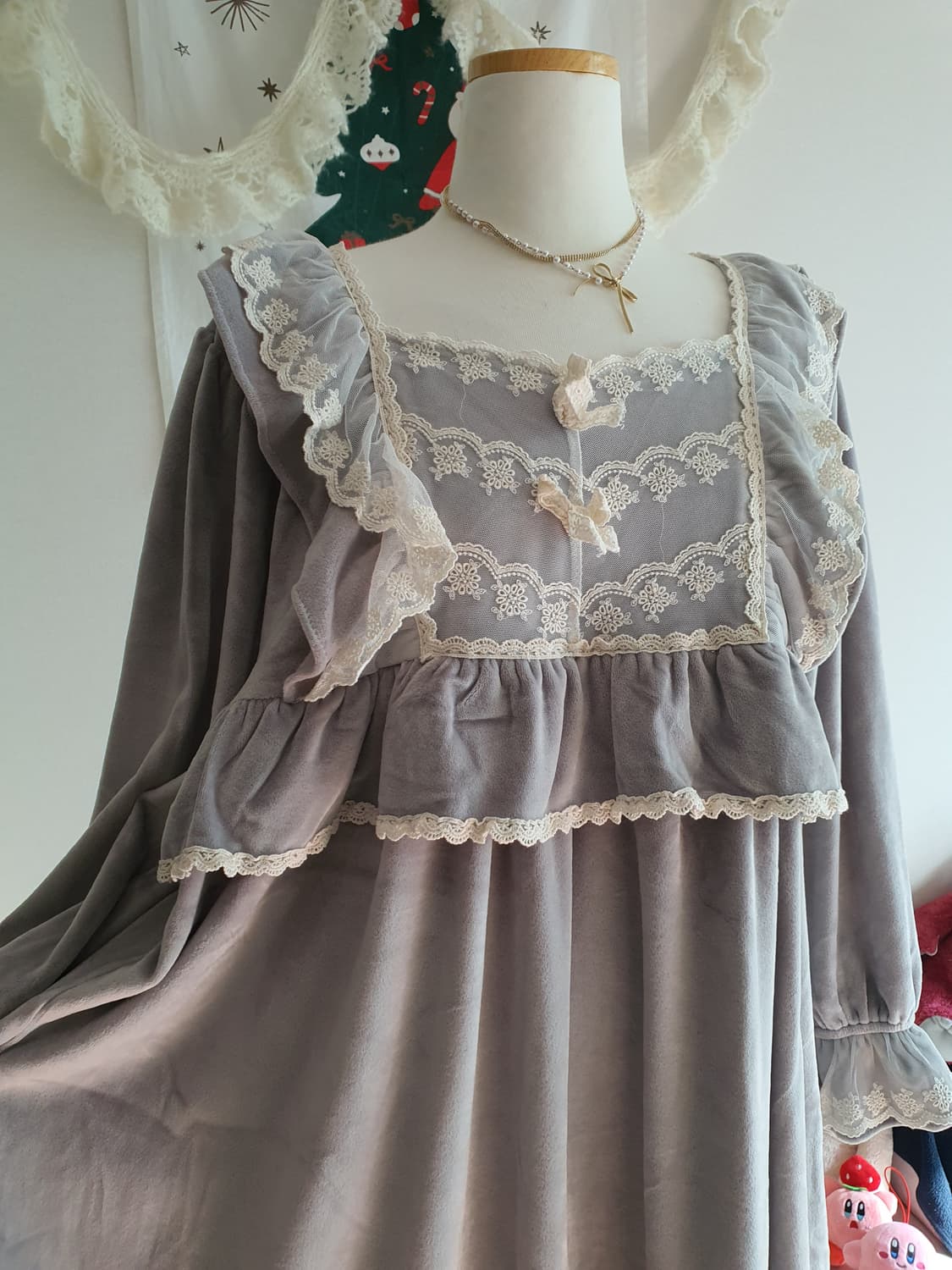 [로판풍] 레이스 롱 원피스 잠옷 홈웨어 상품이미지1