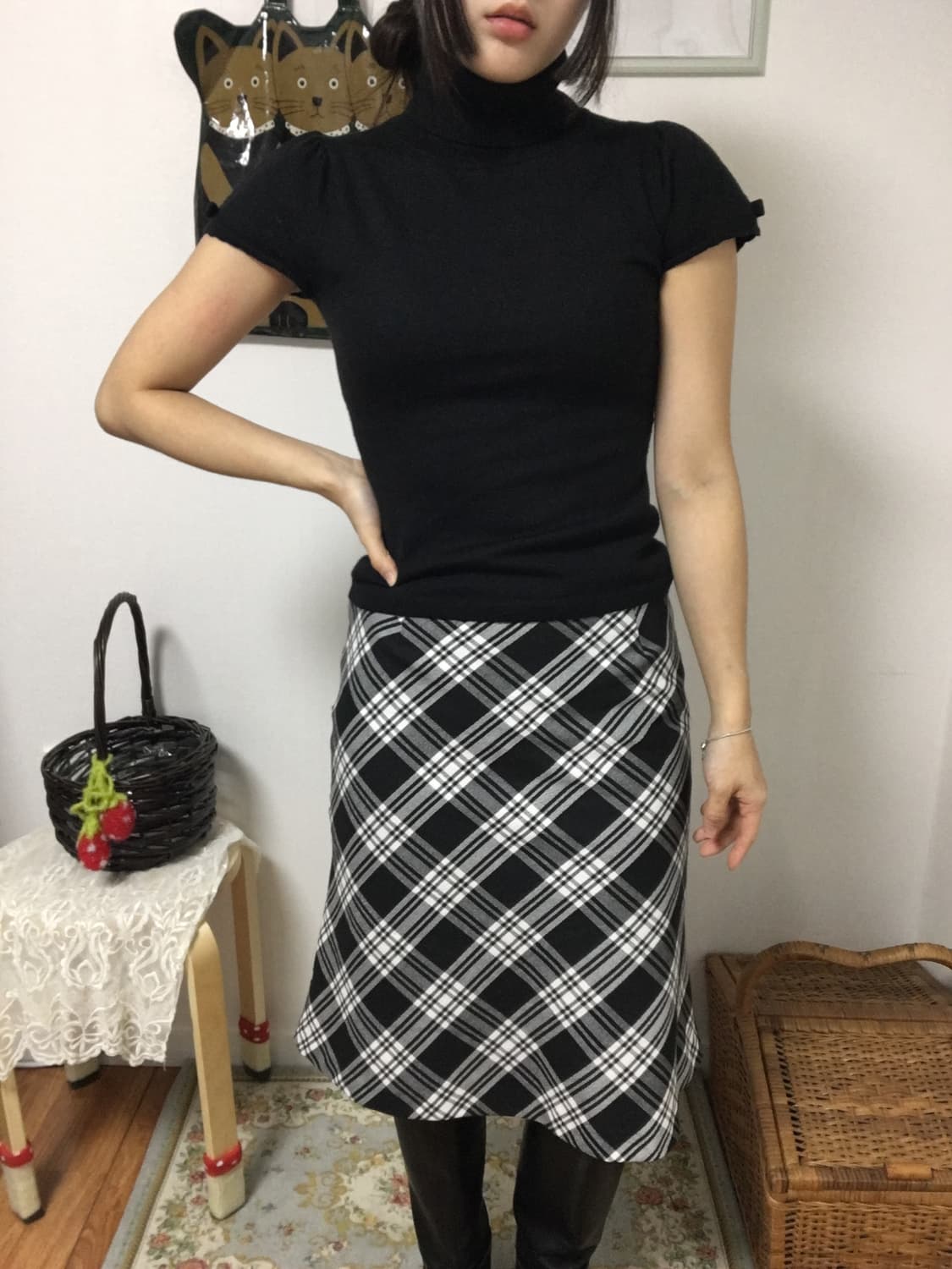 check midi skurt 상품이미지2