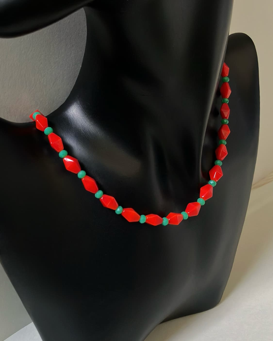 핸드메이드 비즈 목걸이 | 아카이로 마름모&크리스탈비즈 목걸이 |  상품이미지8