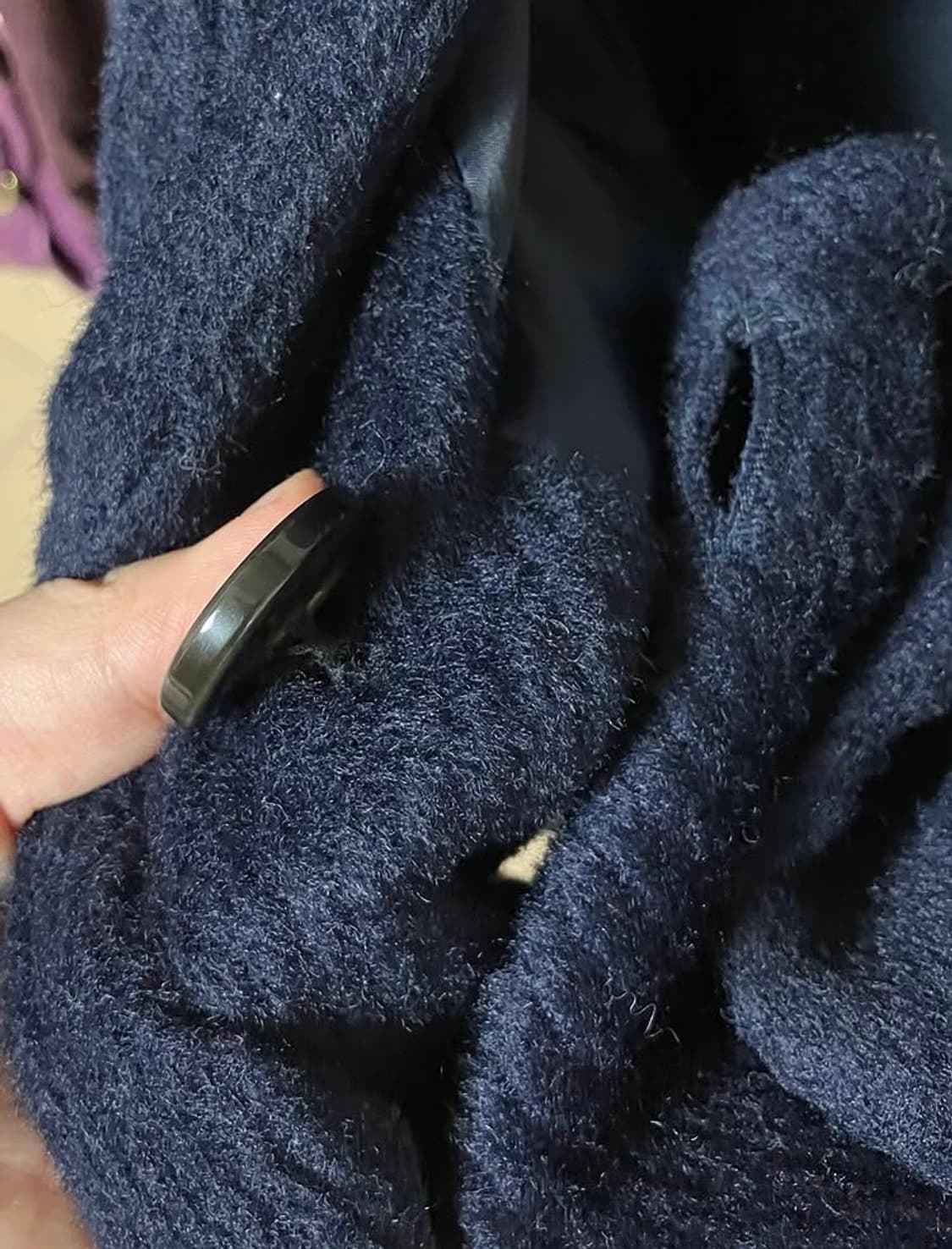 빈티지 네이비 더블버튼 셔링 자켓 상품이미지5