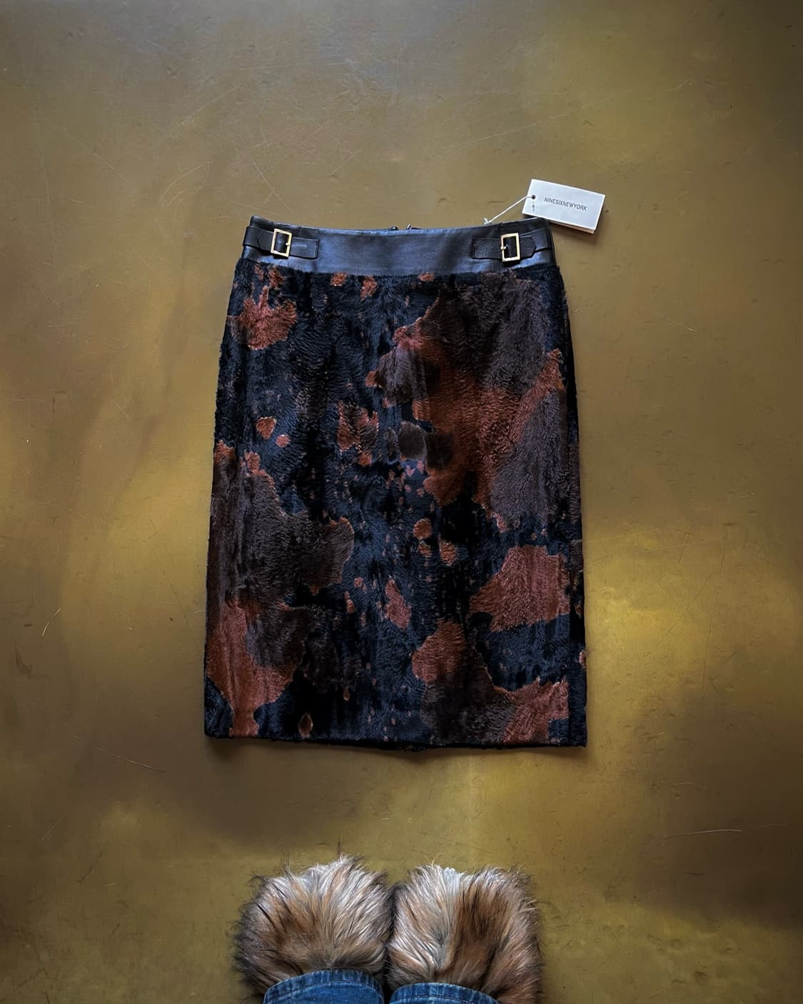 NINESIXNEWYORK Native Leather Fur Skirt 상품이미지4