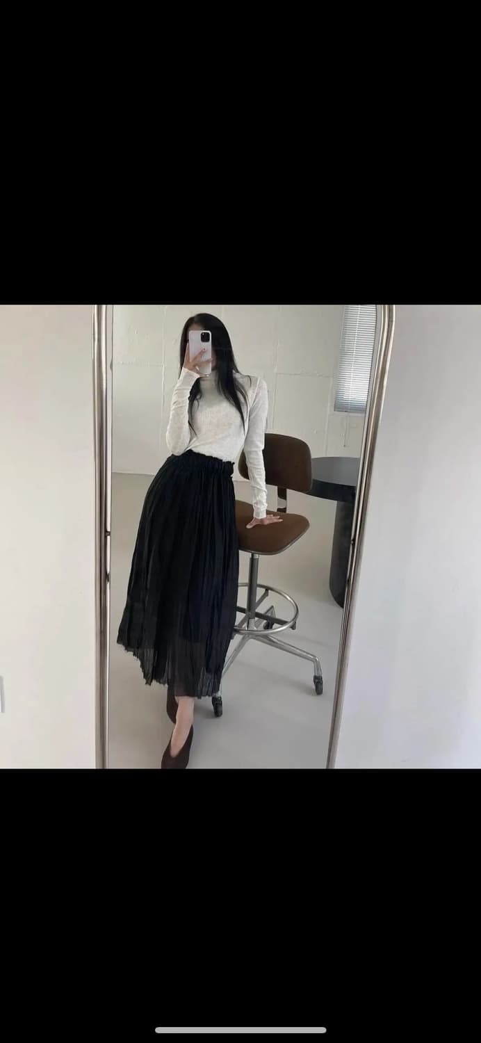 프로스트제이 르헤 주름 스커트 블랙 상품이미지2