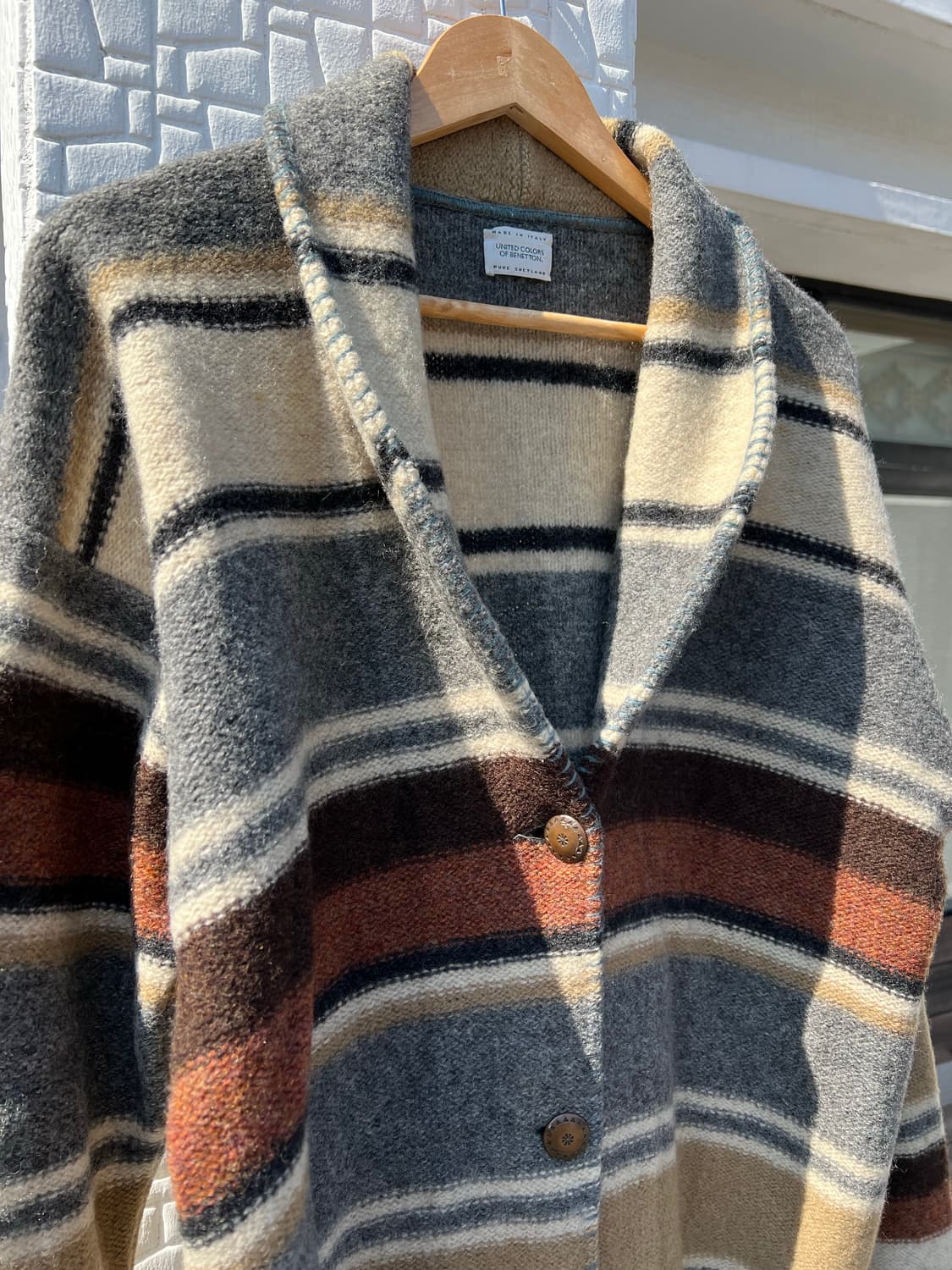 80s 베네통 Pure Shetland Wool 가디건 상품이미지2