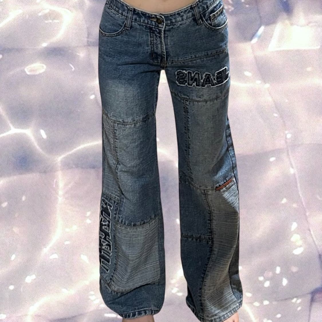 90s y2k 리우지준 빈티지 자수 부츠컷 와이드 데님 팬츠 28   상품이미지2