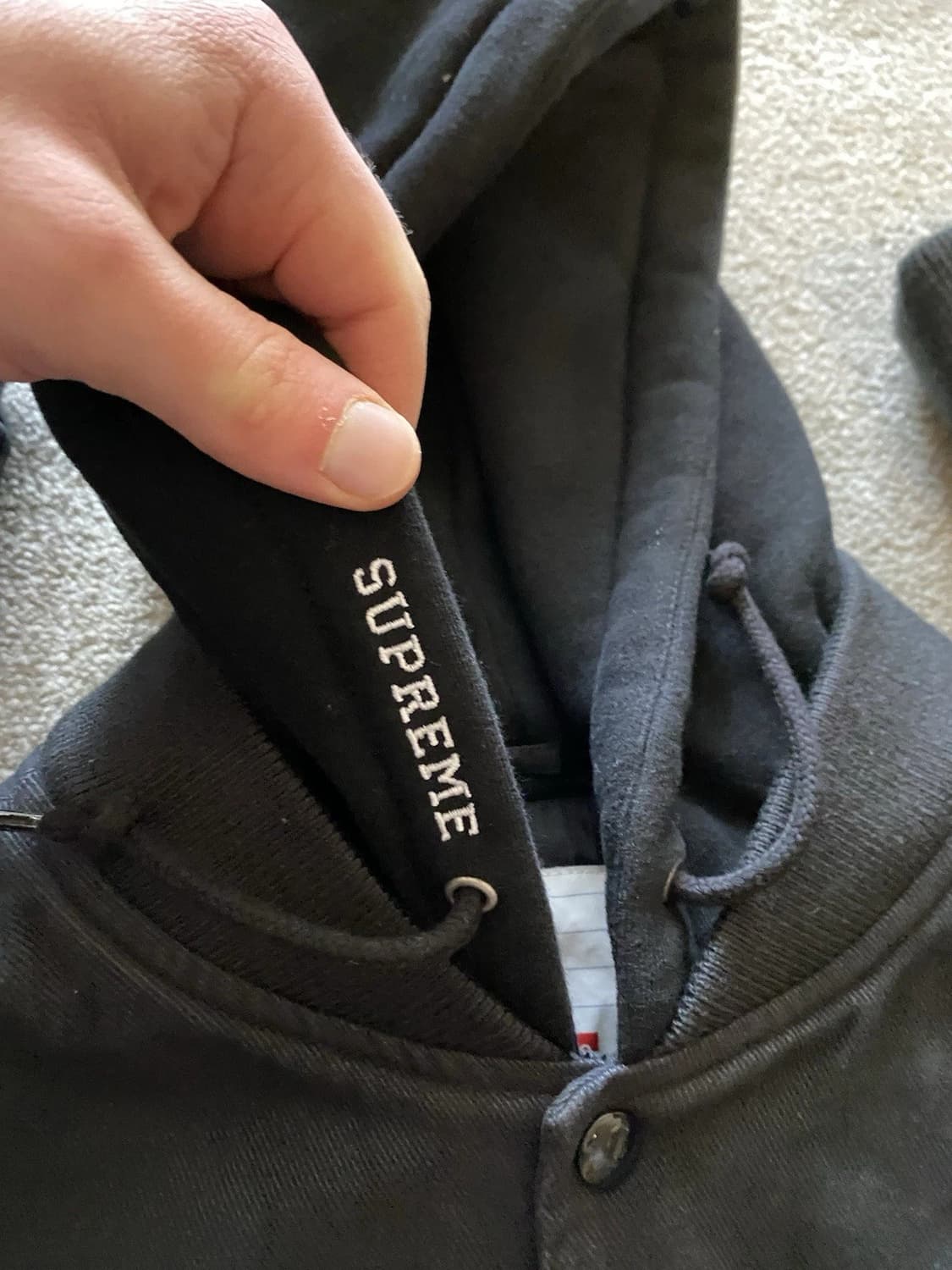 슈프림 후드 트윌 바시티 자켓 블랙 상품이미지4