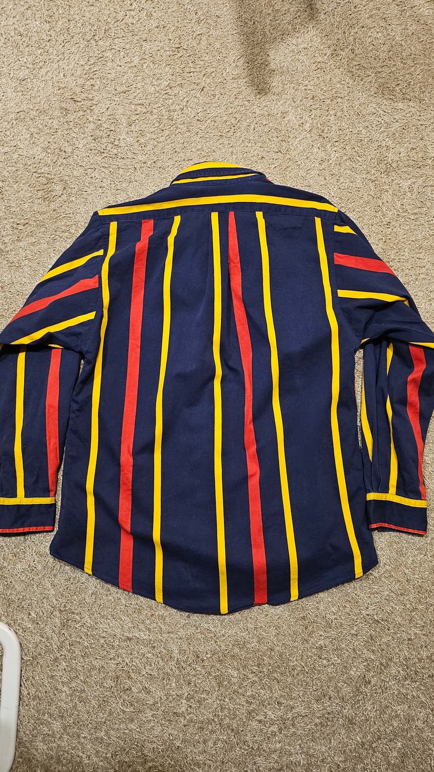 (XL-100)90's 폴로 랄프로렌 쉴드 패치 스트라이프 셔츠 상품이미지4