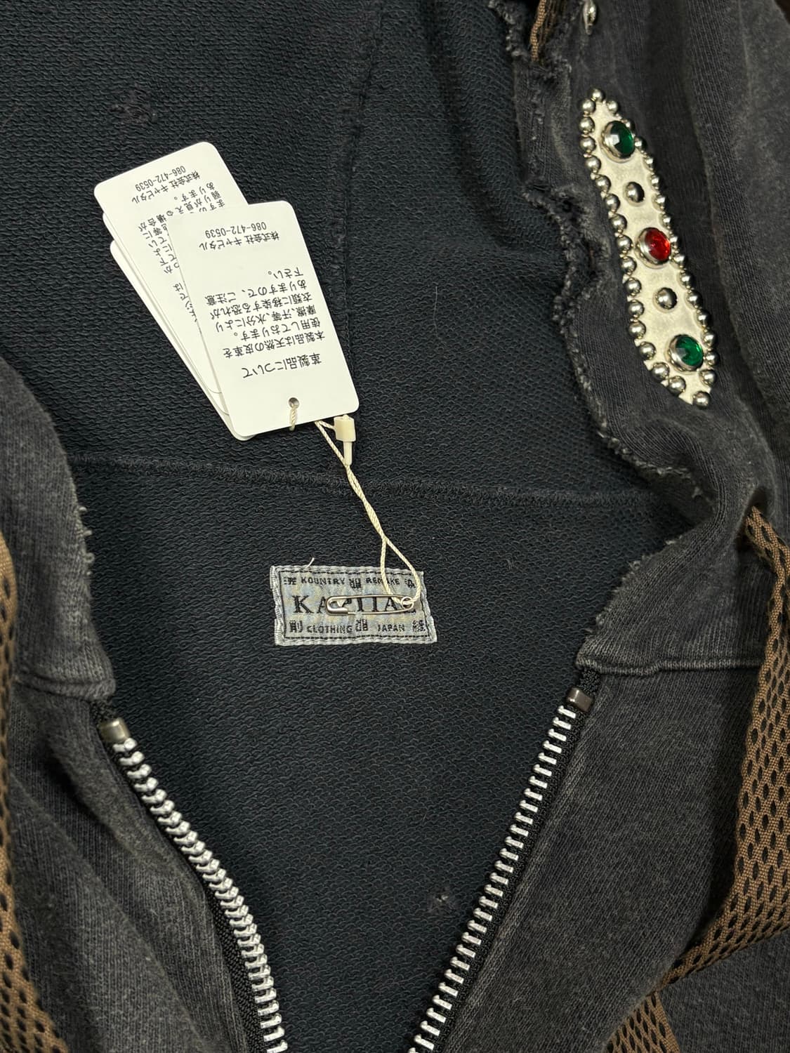 캐피탈 스릴러 젬스톤 디스트로이드 판초 후드집업 상품이미지6