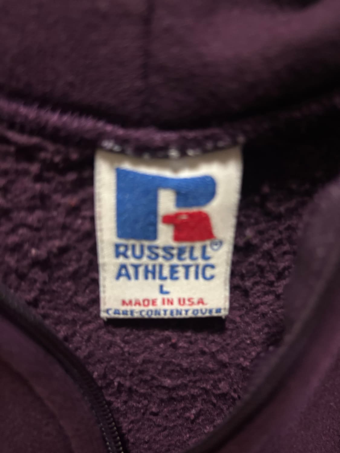 90s 미제 러셀 후드집업 버건디 상품이미지2