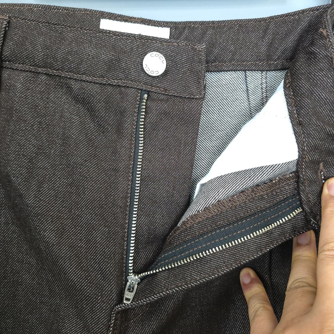 커스텀어클락 COCL 와이드 핀턱 데님 팬츠 브라운 32 상품이미지6