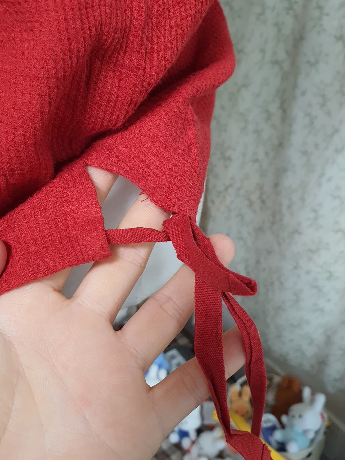 [일본빈티지] 모리걸 레드 브이넥 민소매 블라우스 상품이미지3