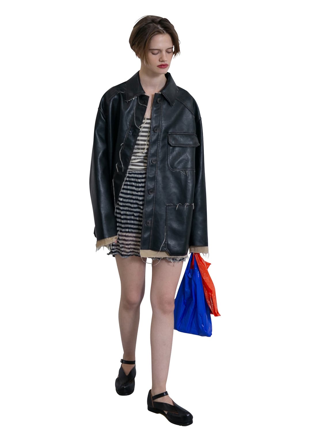 [F]퍼버즈 26ss Wrinkle Knit Twin 스커트/네이비 상품이미지3