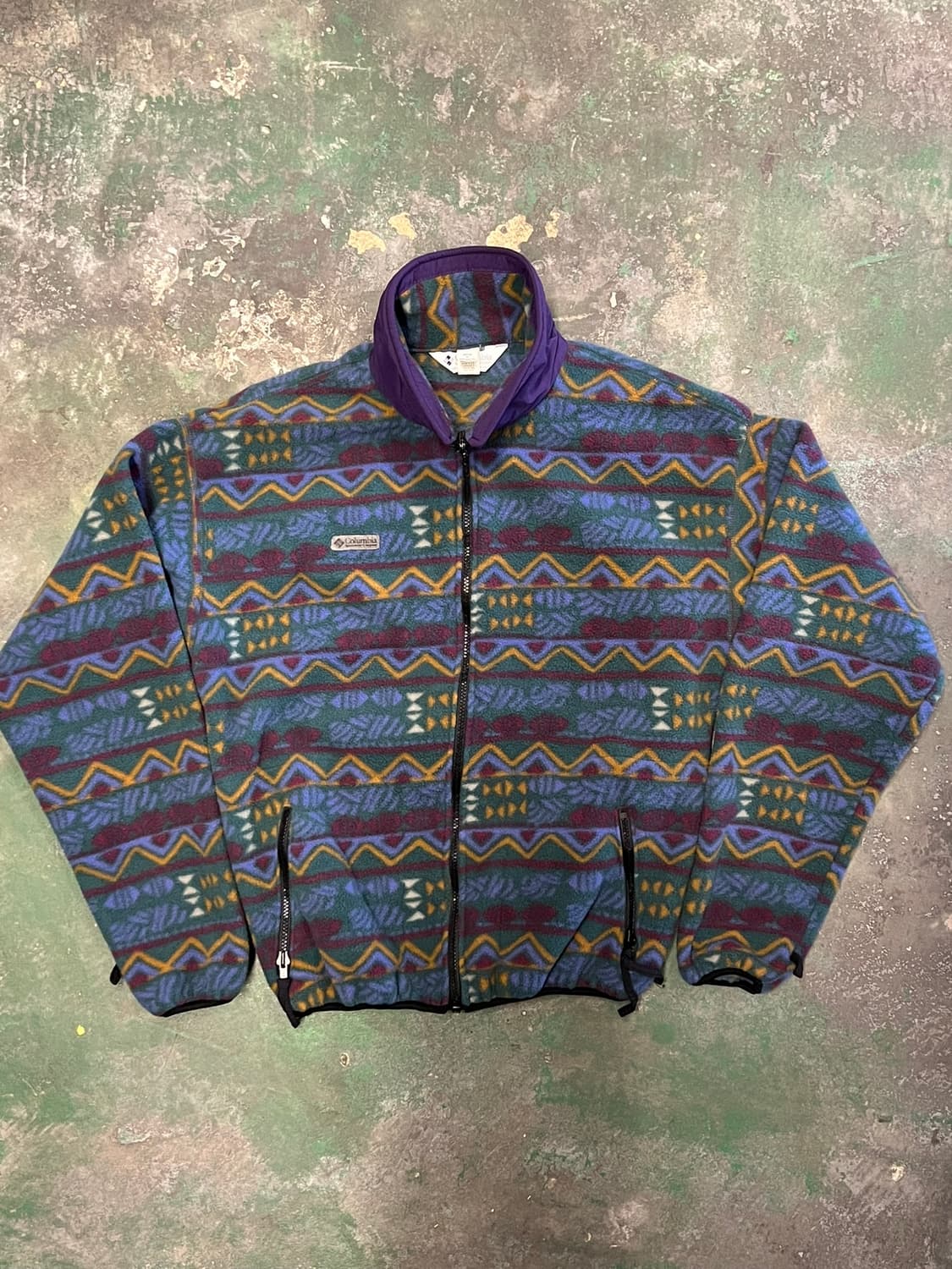 90's [M] 올드 콜롬비아 빈티지 아즈텍 플리스 자켓 USA 상품이미지1