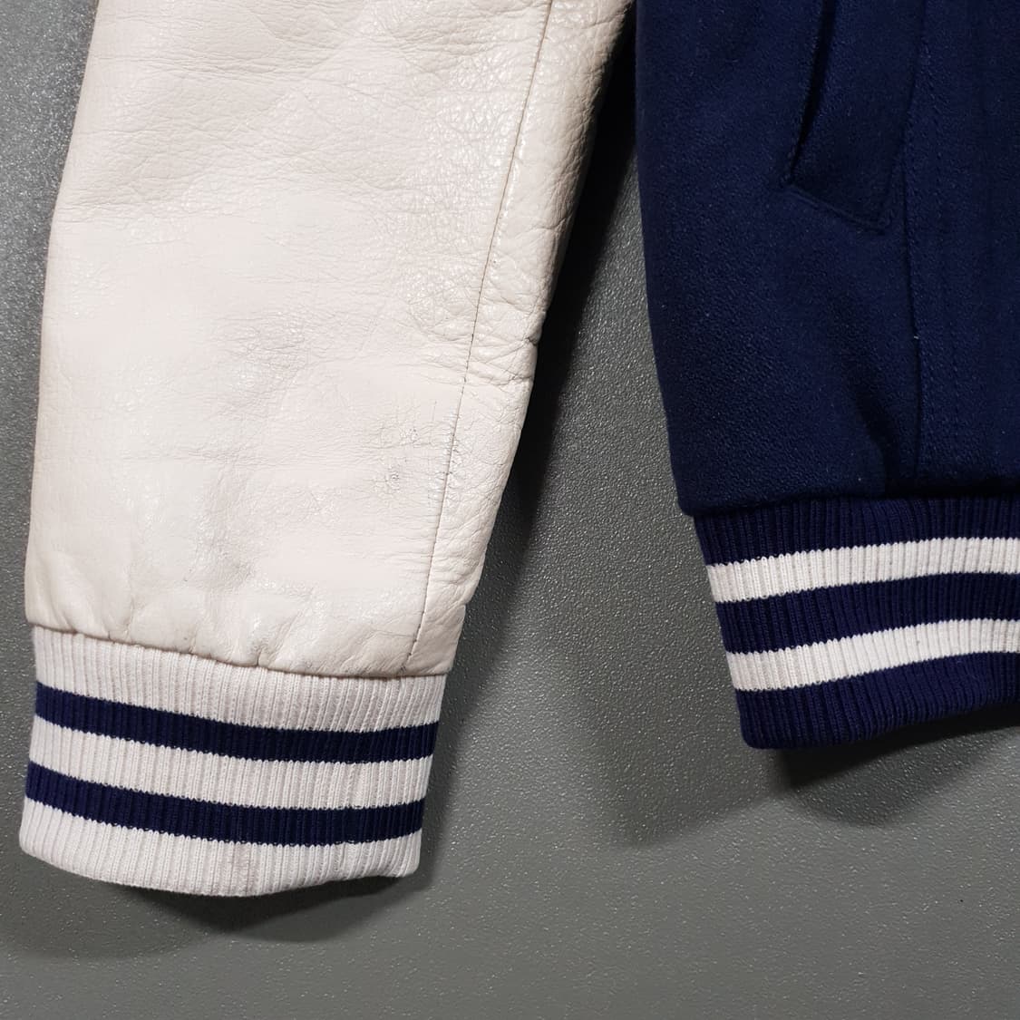 100 (L) MLB 뉴욕 양키스 소가죽 레더 울 바시티 자켓 NY 상품이미지4