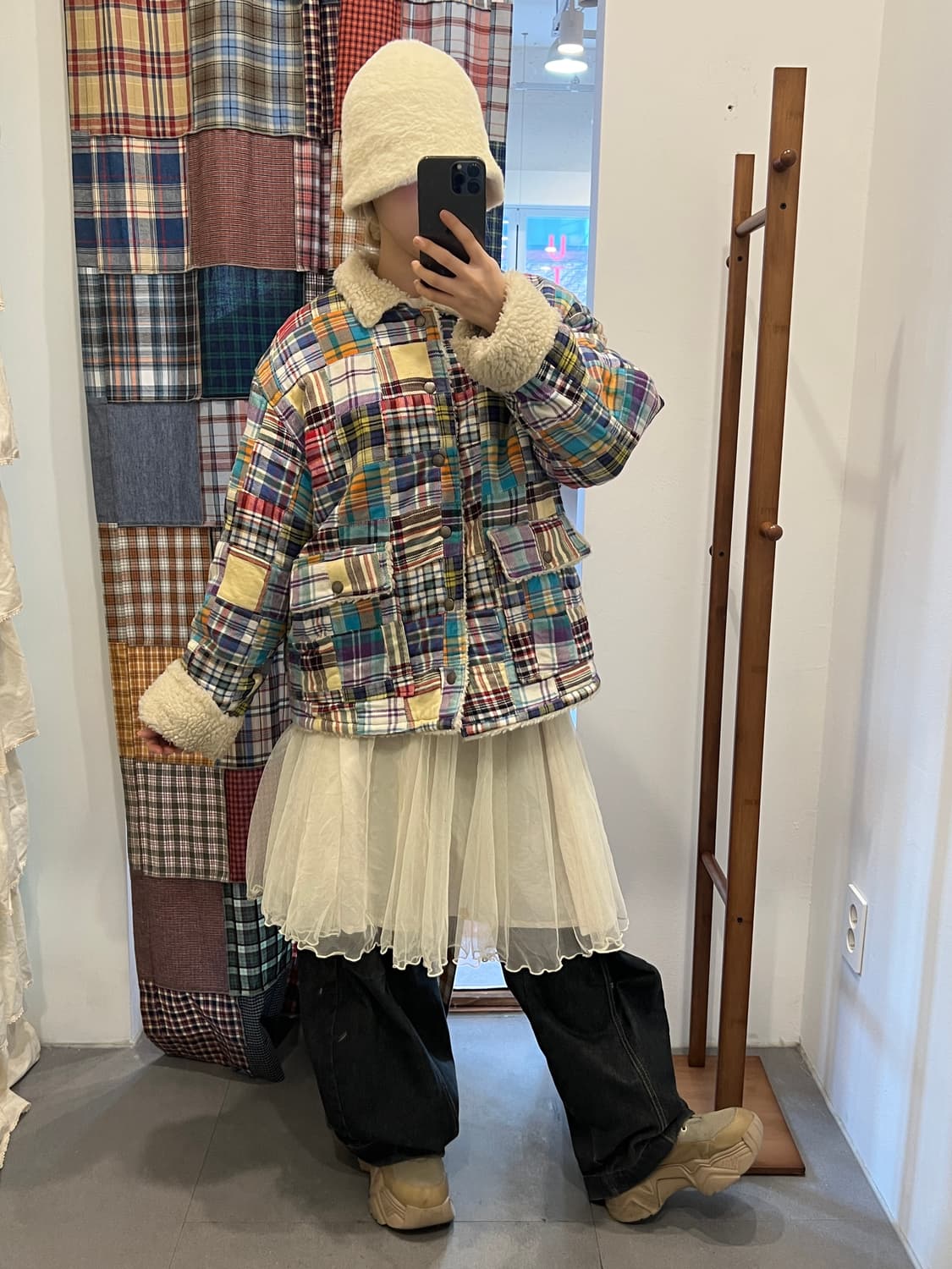 패치워크 플리스 무스탕 상품이미지1