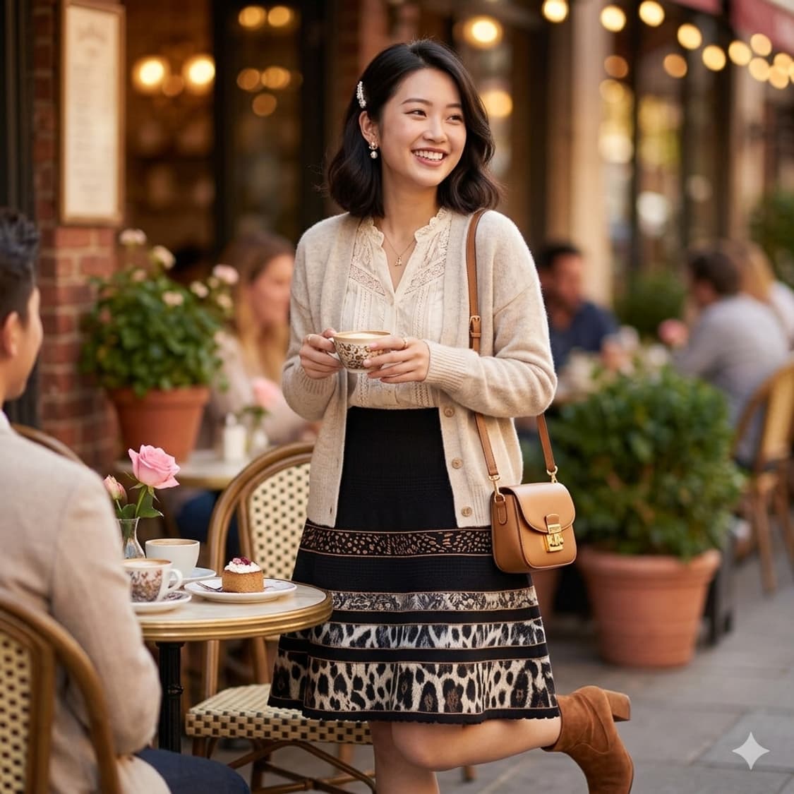 MARCCAIN 마르코카인 니트 스커트 55 | 레오파드 포인트 밴딩 상품이미지1