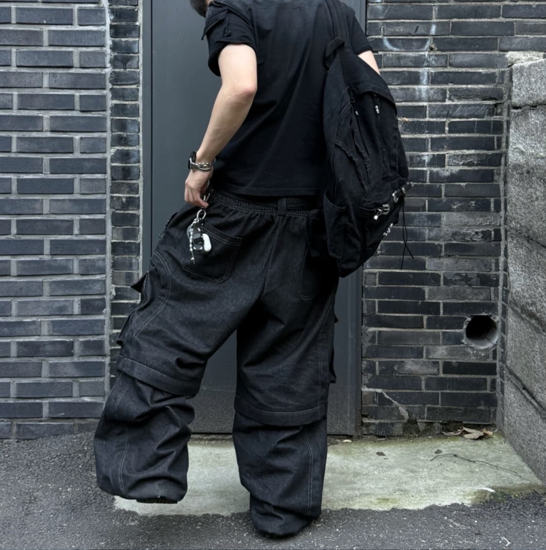 알에스에스씨 카고 컨버터블 데님 팬츠 블랙 상품이미지2