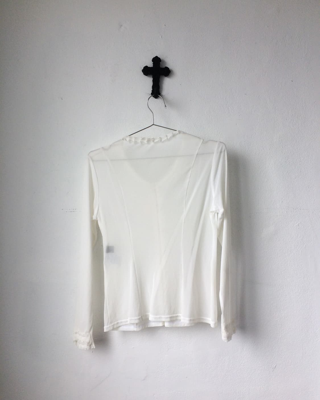 Pleats trimming mesh cardigan 상품이미지3