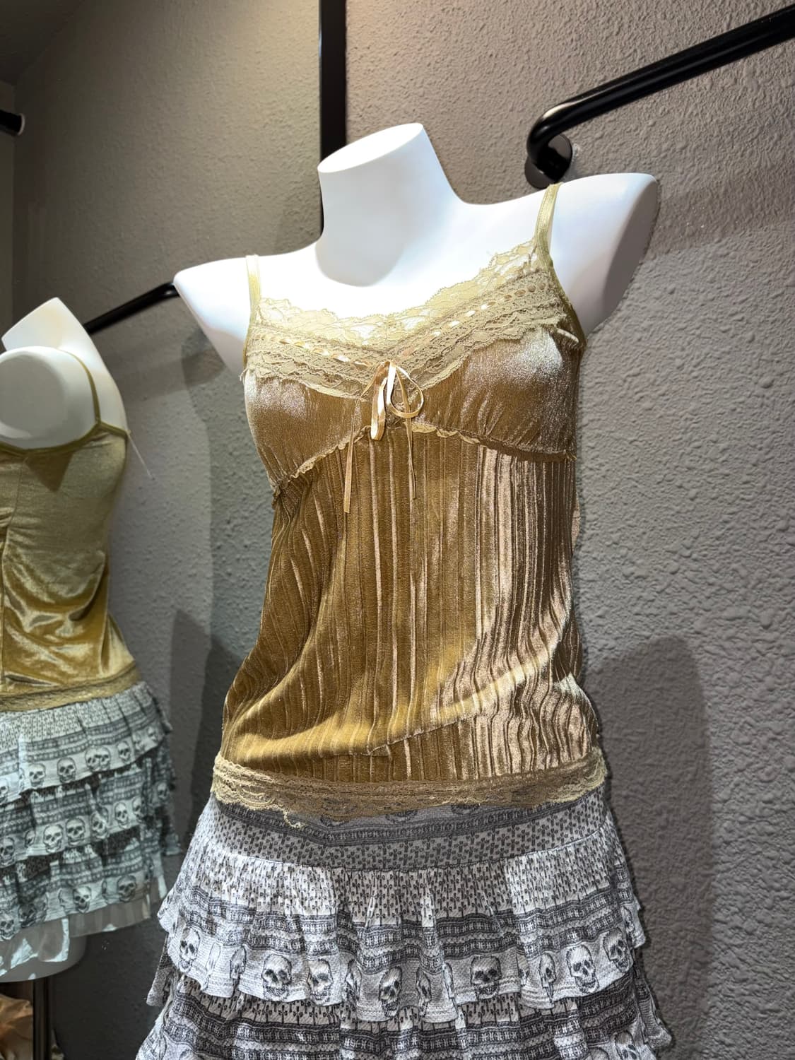 일본빈티지 벨벳 레이스 슬리브리스 상품이미지1