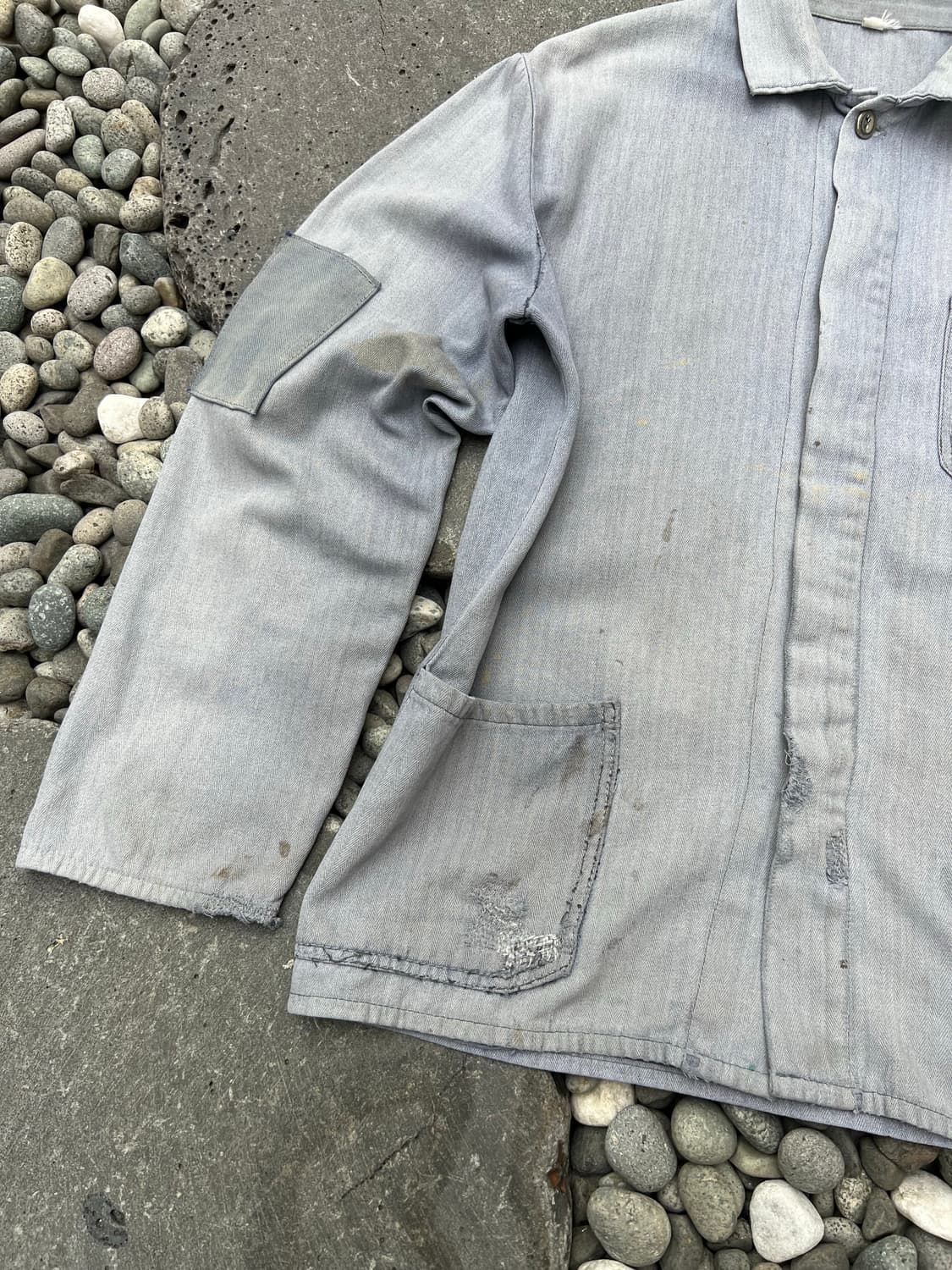 OLD EURO VINTAGE HBT GREY 패치워크 빈티지워크자켓 상품이미지7