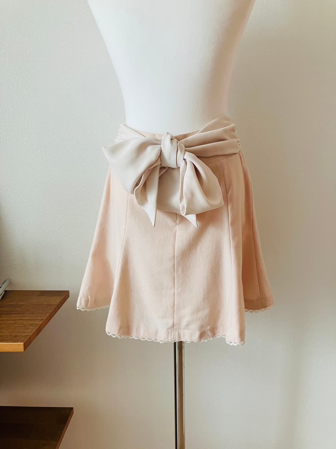 딸기우유 울혼방 A라인 리본스커트 히메갸루 데이트룩 상품이미지3