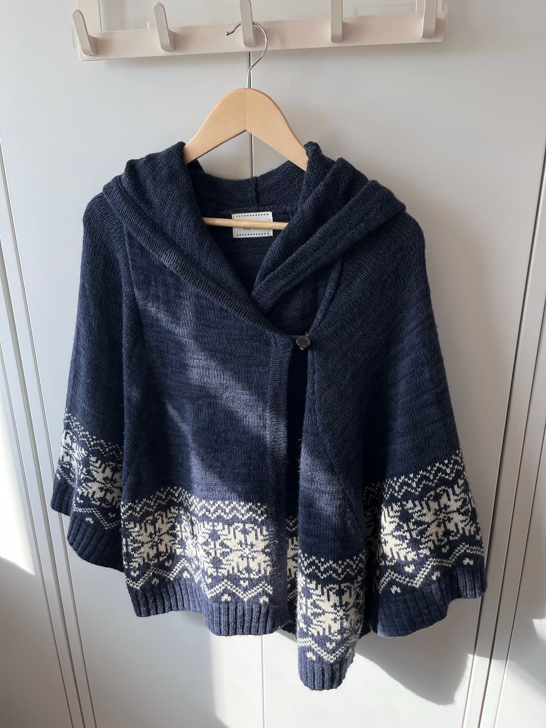 Free nature 눈꽃 노르딕 후드 케이프 니트 가디건 상품이미지7