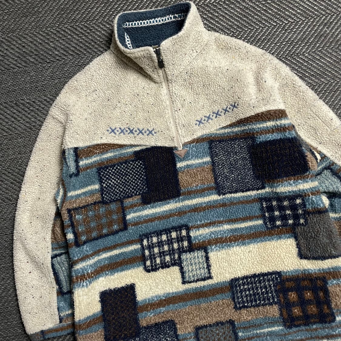 엘레쎄 올드스쿨 빈티지 체크 패턴 집업 플리스 자켓y 5208 상품이미지3