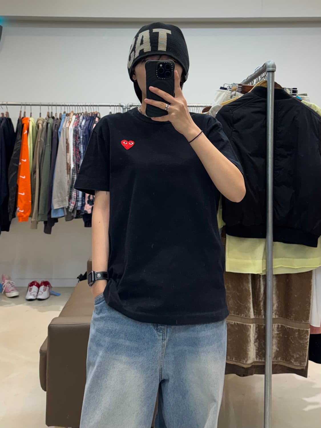 꼼데가르송 레드 하트 블랙 티셔츠 상품이미지4