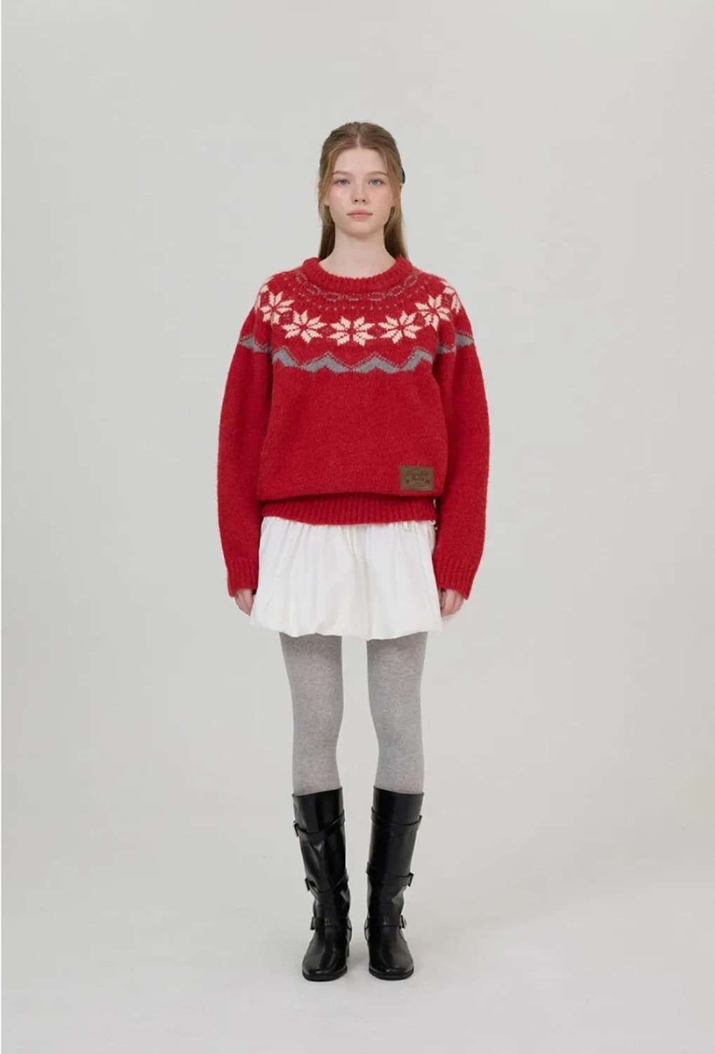 썸웨어버터 알파카 노르딕 니트 (크리스마스 레드 니트) 상품이미지3