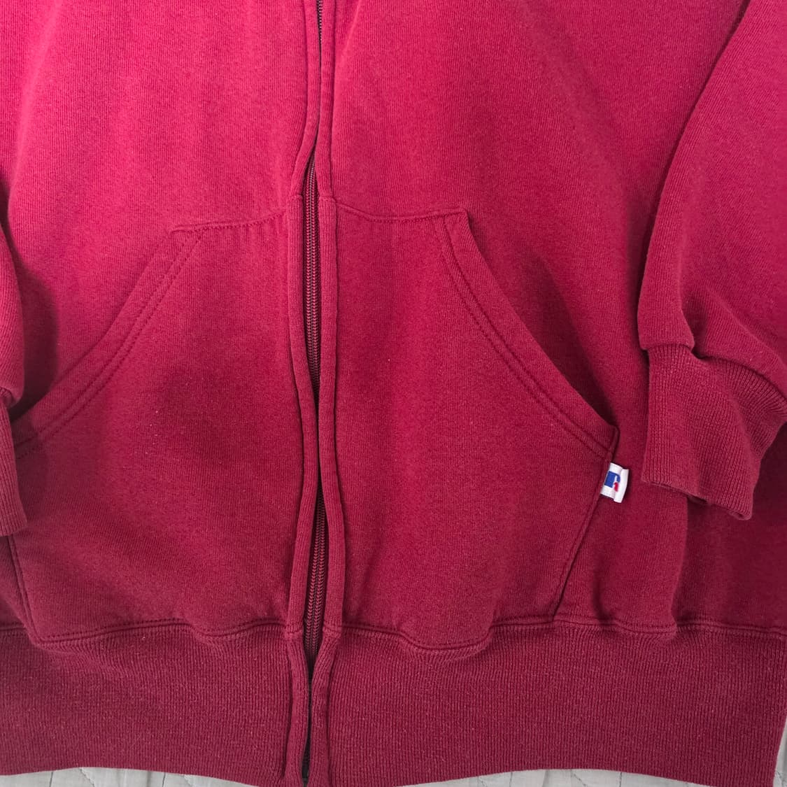 [XL] 90s 빈티지 러셀 애슬레틱 후드 집업 페이디드 레드/버건디 상품이미지2