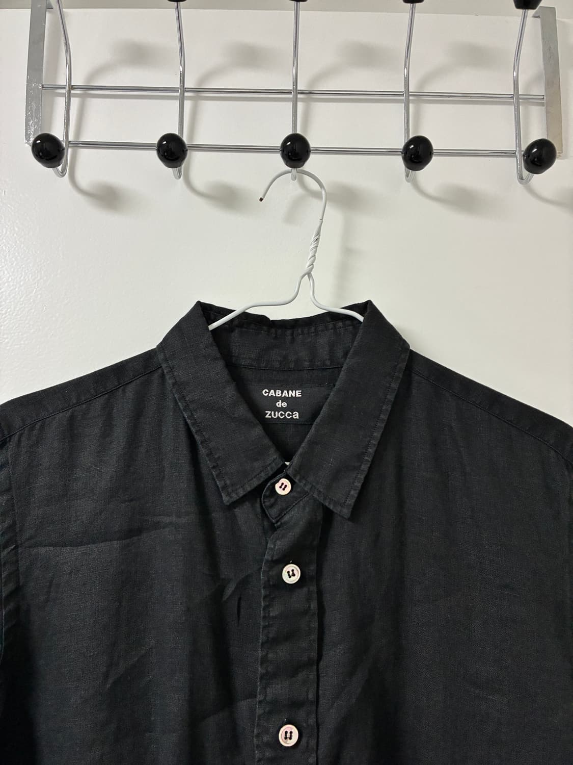 cabane de zucca 주카 린넨 블랙 셔츠 상품이미지2