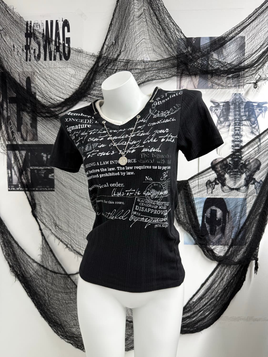 00s punk necklace layered halfsleeve 상품이미지1