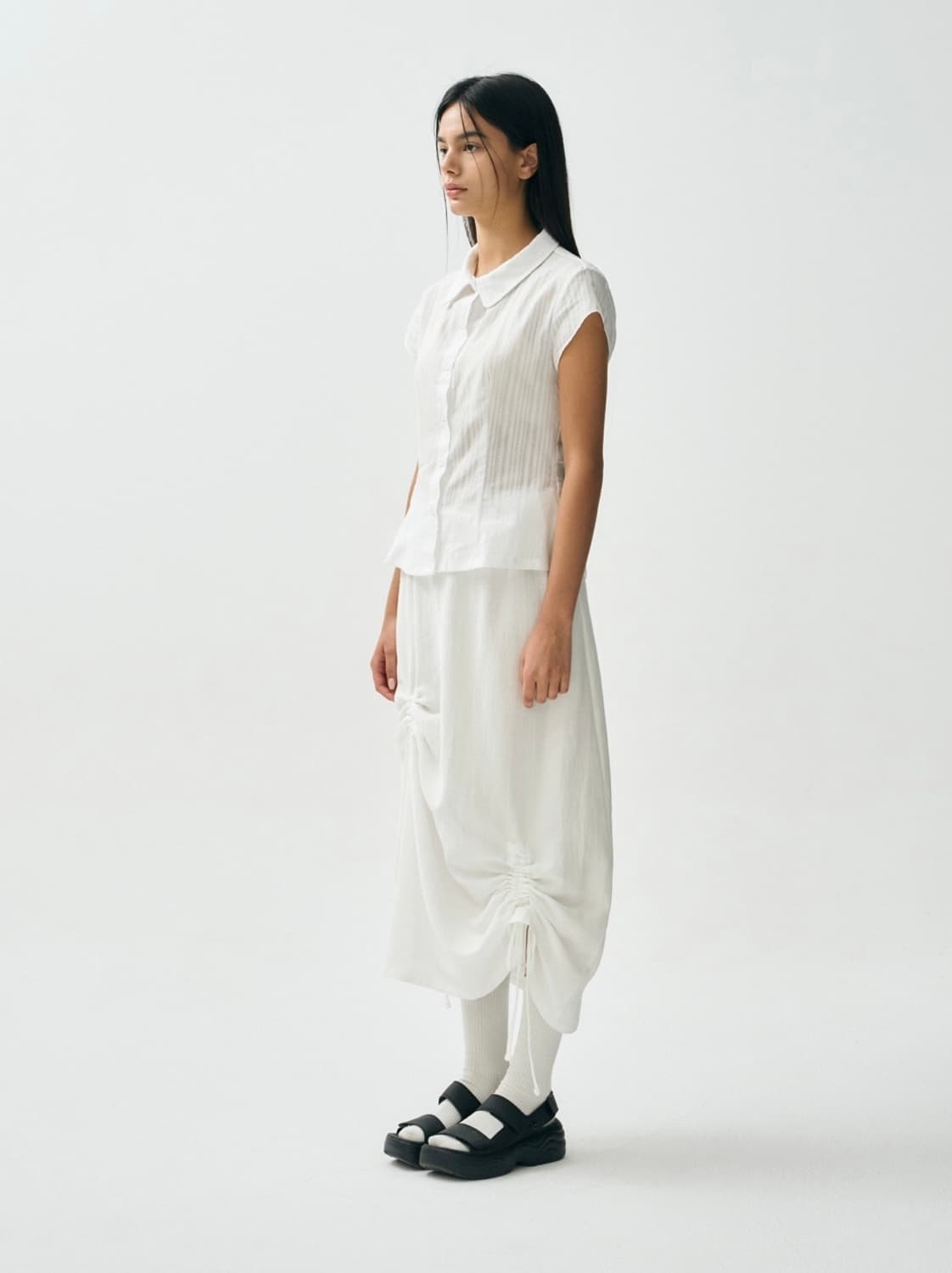 Gauze Stopper Skirt White 상품이미지2