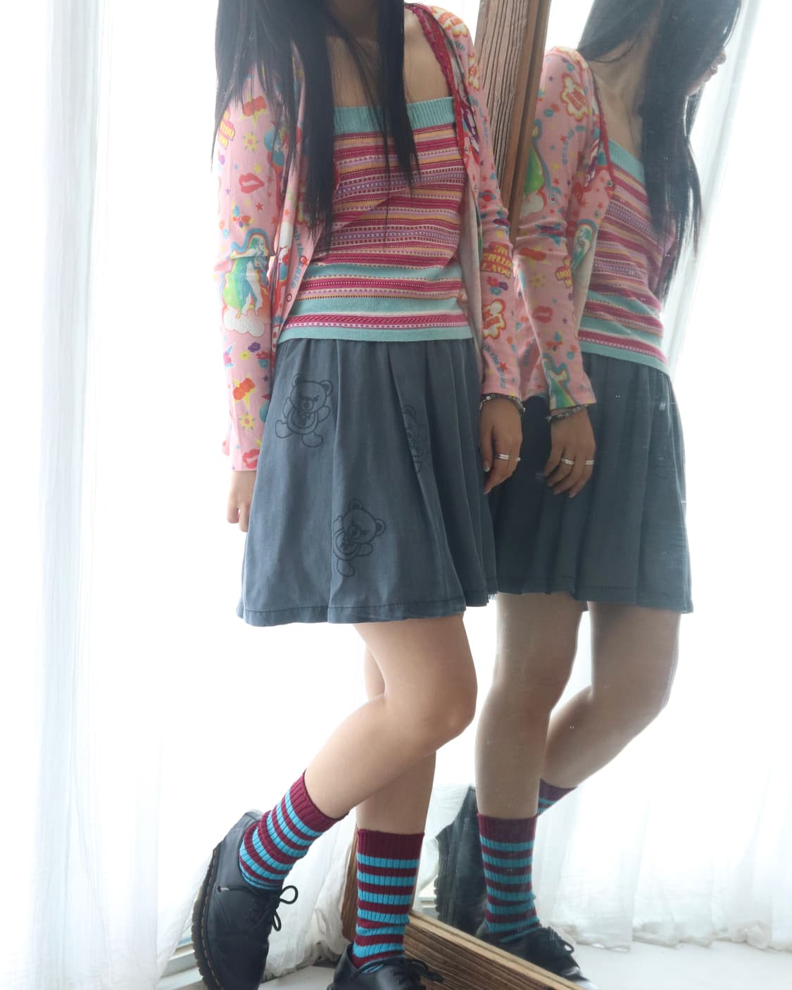 [Hysteric Glamour] Blue Fuckbear Skirt 상품이미지4