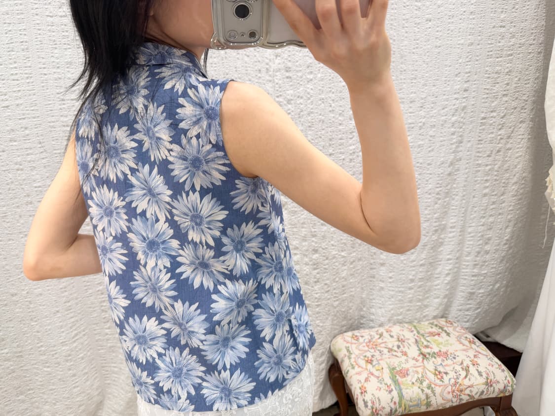 flower sky sleeveless blouse 상품이미지3