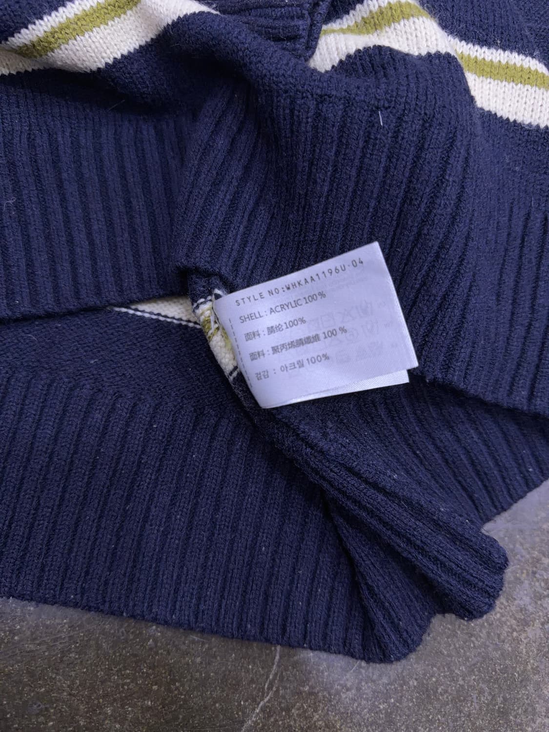 후아유 스티브 곰돌이 스트라이프 니트 스웨터 네이비 L 상품이미지8