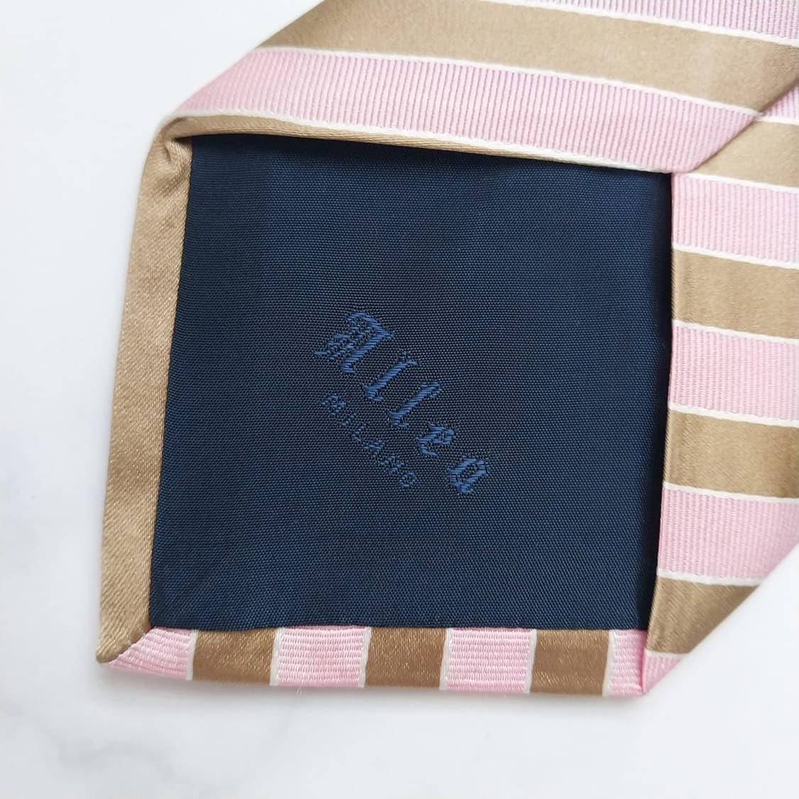 알테아 실크 핑크&브라운 스트라이프 넥타이 8.5cm A+등급 K854
 상품이미지5