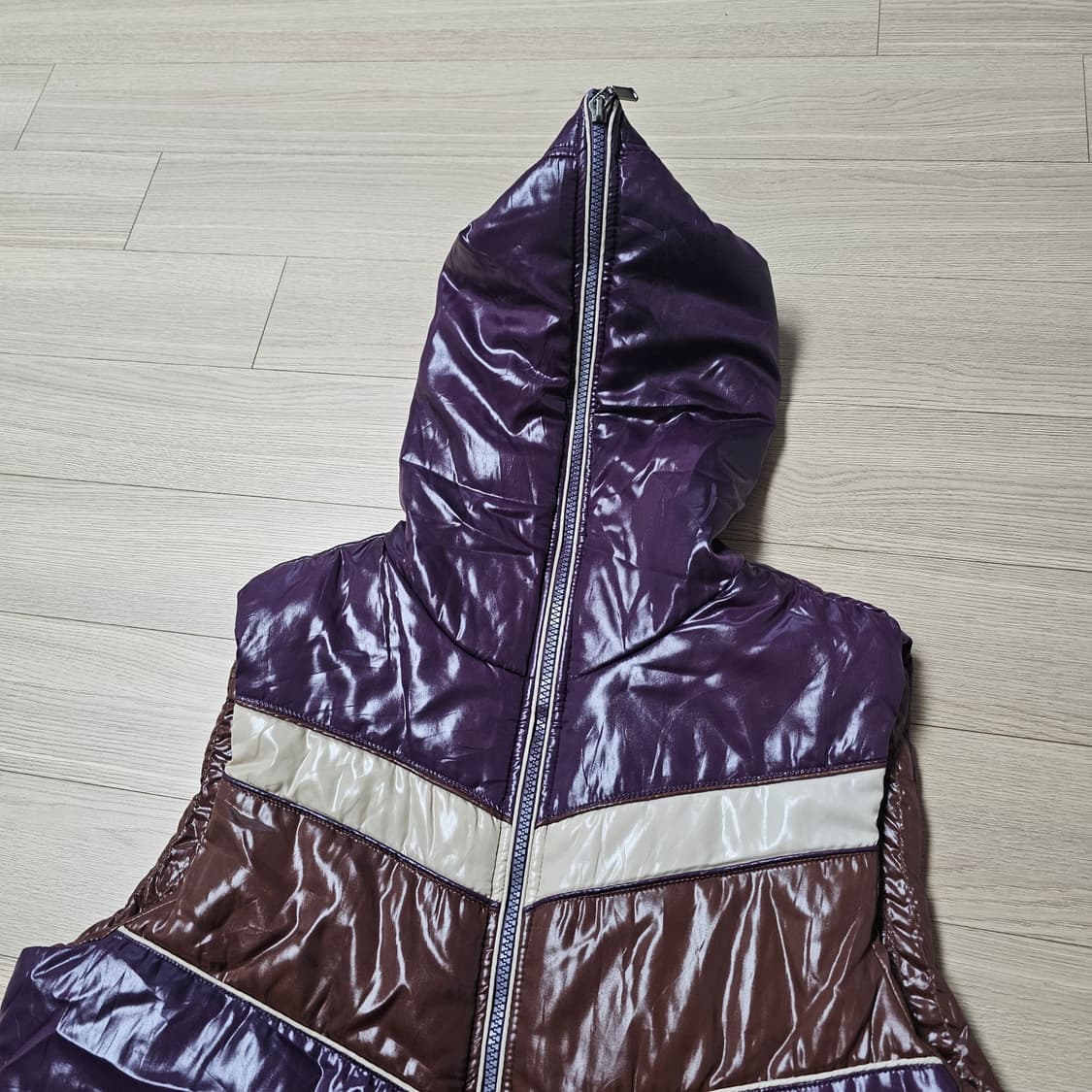 M 95 ) C.P.S 경량 패딩 베스트 조끼 재팬 빈티지. 퍼플 브라운 상품이미지3