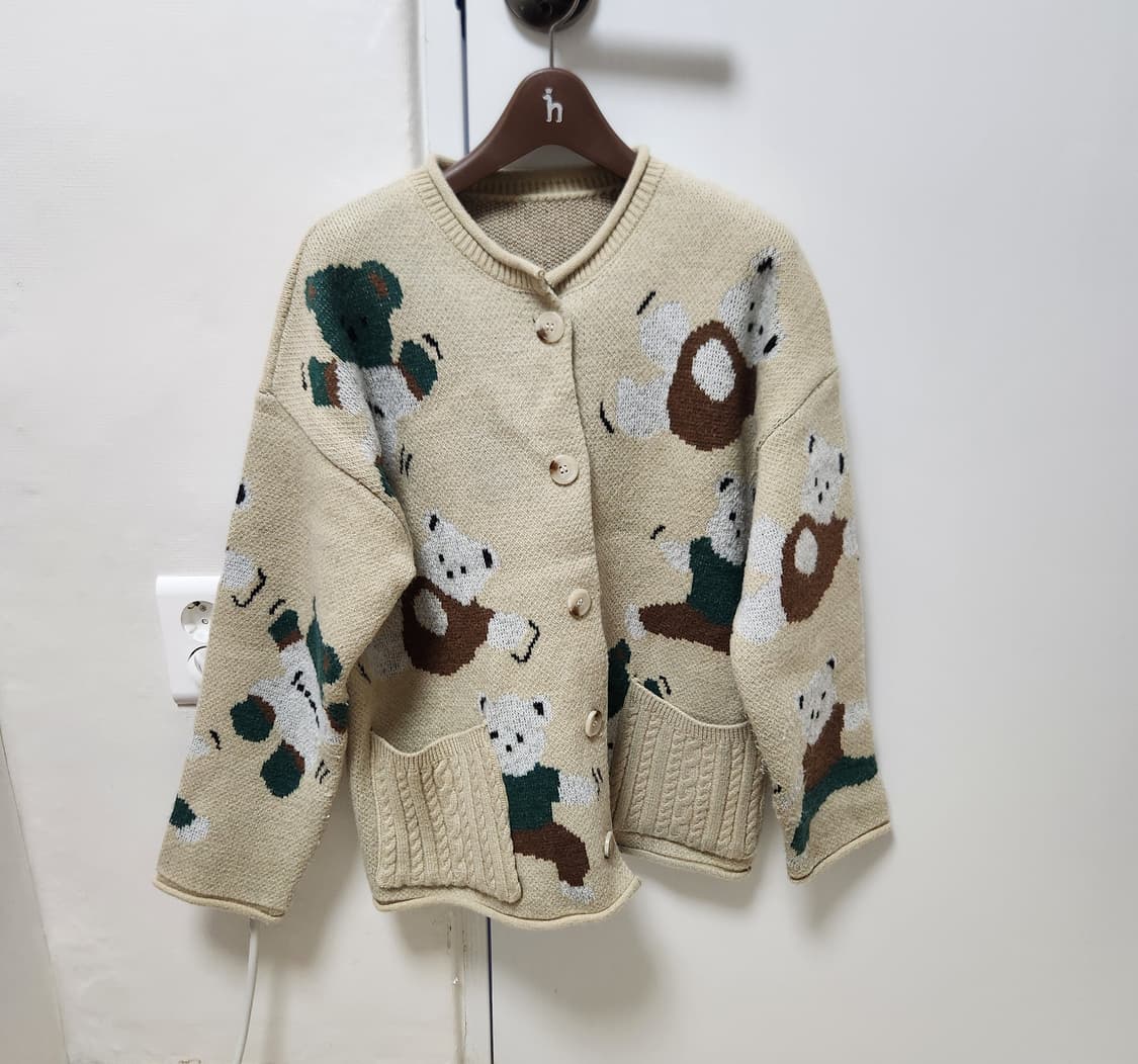 곰돌이 베이지 가디건 상품이미지1
