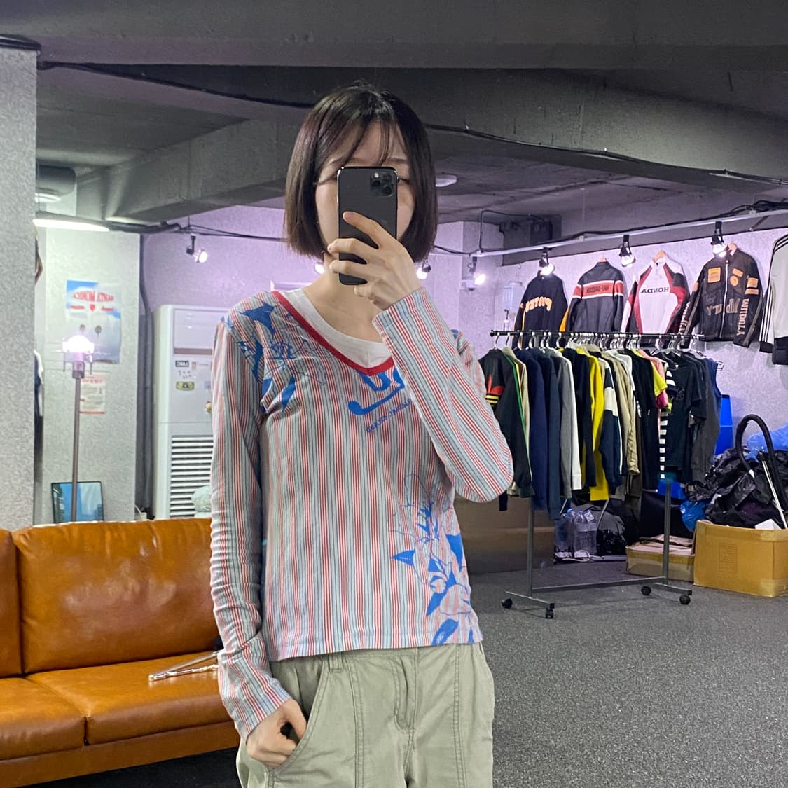 FUBU 스트라이프 그래픽 롱슬리브 B4630 상품이미지1