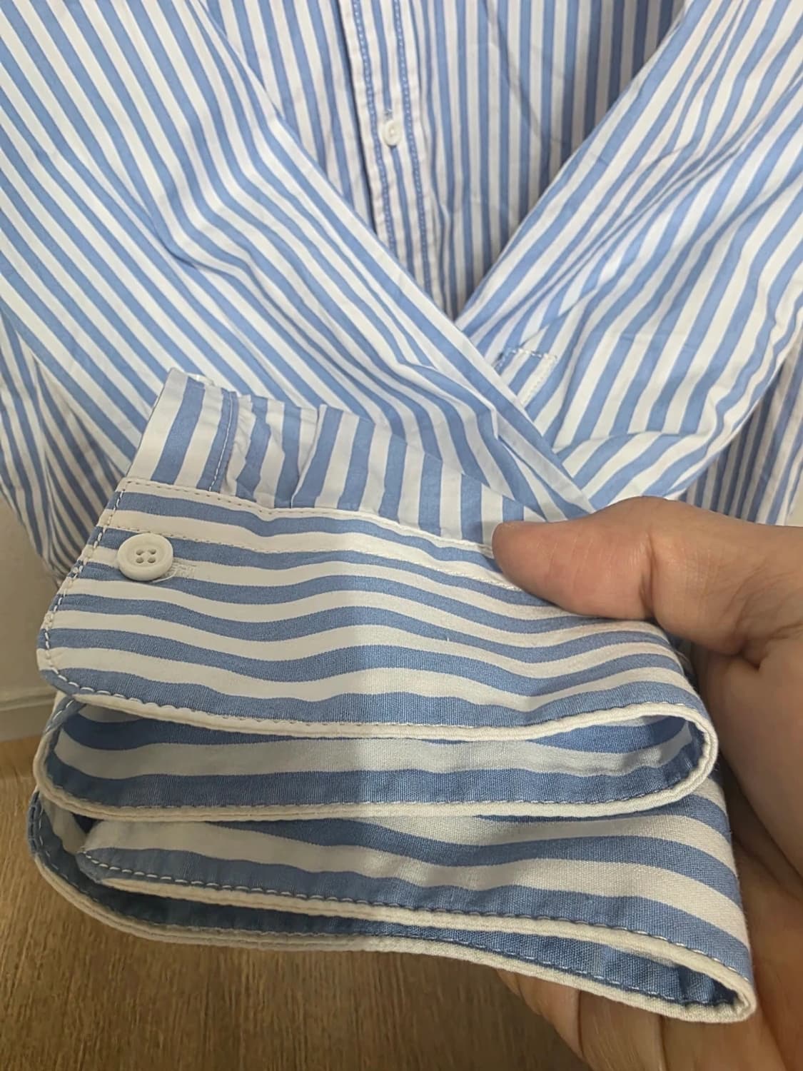 솔리드옴므 밴드 칼라 스트라이프 셔츠 105 상품이미지4