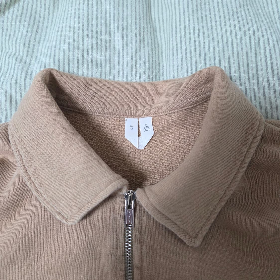 아르켓 하프 집업 폴로 티셔츠 M 베이지 / 쿼티 카라티 긴팔 맨투맨 상품이미지2